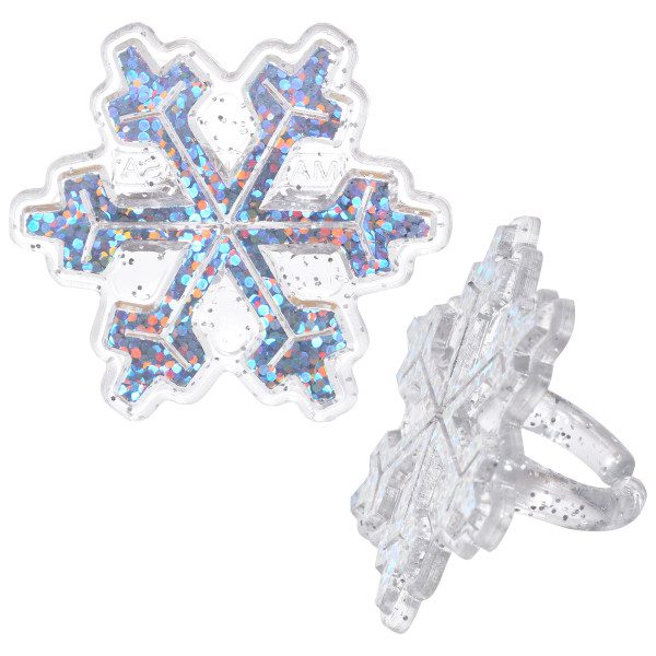 Holographic Glitter Snowflake Rings