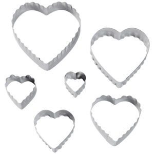 Heart Cutter Setn Double Sided Straight and Fluted - 6 Piece