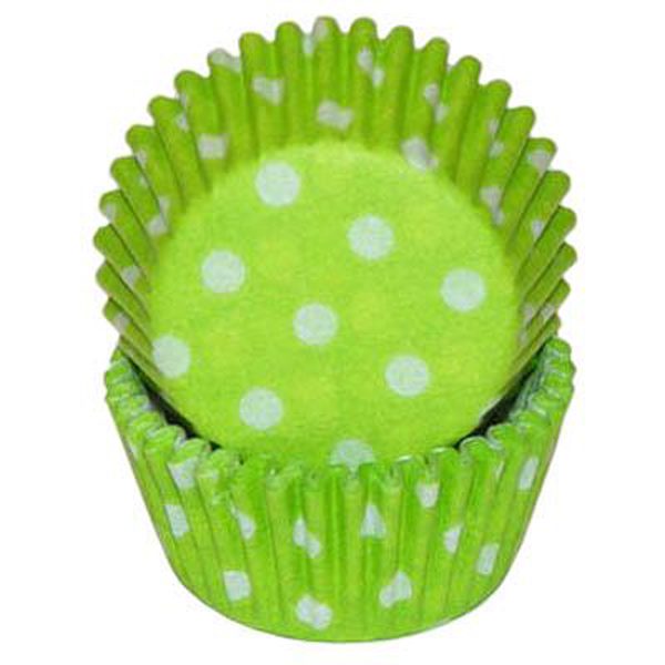 Lime Dot Mini Baking Cups