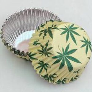 Marijuana Pot Leaf Cream Foil Baking Cups