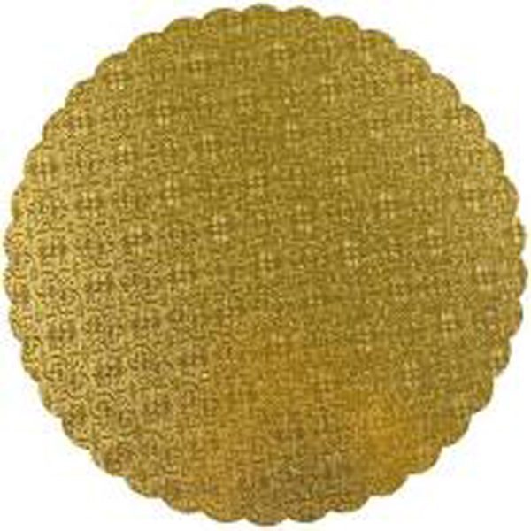 8" Gold Round Scalloped Cake Cardboards